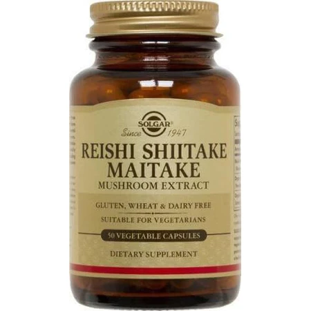 Екстракт гриба шиітаке Solgar Reishi Shiitake Maitake Екстракт гриба шиітаке 50 x 1 вегетаріанська капсула: ціни та характеристики