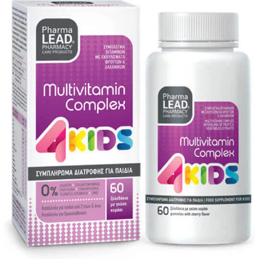 Полівітамінний комплекс Pharmalead 4Kids для енергії, зміцнення імунітету та здоров'я яєць Вишня 60 желейних цукерок: ціни та характеристики