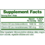 Nature's Plus Vit D3/ Vit K2 Вітамін для зміцнення імунної системи та здоров'я яєць 1000iu 90 рослинних капсул