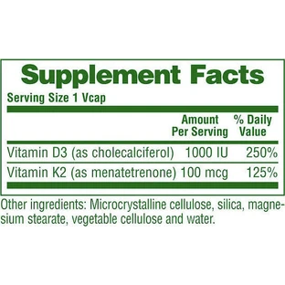 Nature's Plus Vit D3/ Vit K2 Вітамін для зміцнення імунної системи та здоров'я яєць 1000iu 90 рослинних капсул