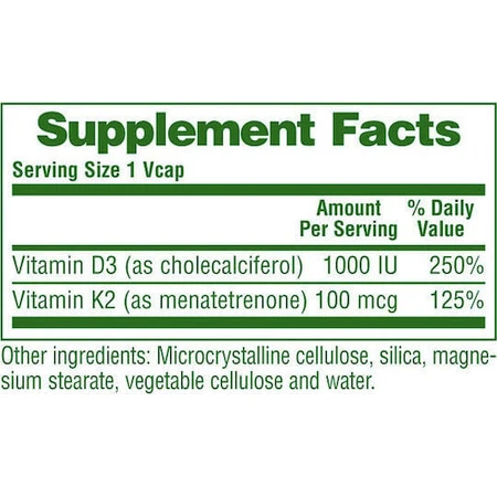 Nature's Plus Vit D3/ Vit K2 Вітамін для зміцнення імунної системи та здоров'я яєць 1000iu 90 рослинних капсул: ціни та характеристики