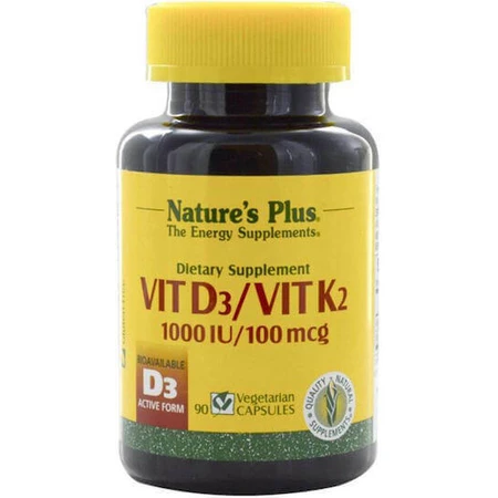 Nature's Plus Vit D3/ Vit K2 Вітамін для зміцнення імунної системи та здоров'я яєць 1000iu 90 рослинних капсул: ціни та характеристики