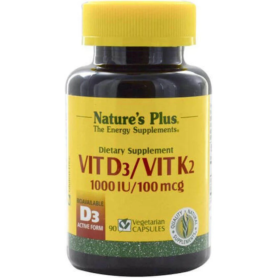 Nature's Plus Vit D3/ Vit K2 Вітамін для зміцнення імунної системи та здоров'я яєць 1000iu 90 рослинних капсул: ціни та характеристики