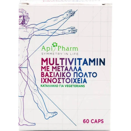 Мультивітаміни та мінерали Apipharm Королівське желе Мультивітамінний комплекс для зміцнення енергії та імунітету 60 капс.: ціни та характеристики