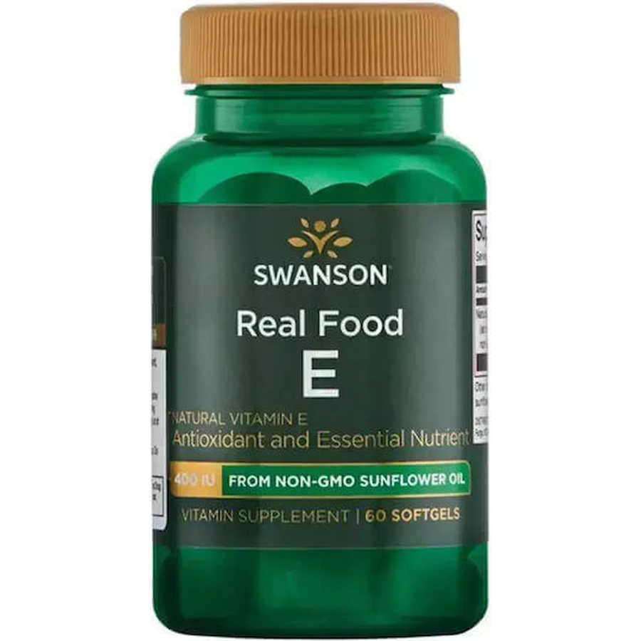Swanson Real Food E Vitamin for Skin & Antioxidant Action 400iu 60 softgels: цены и характеристики