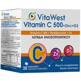 WestΜed H&B VitaWest Витамин C, цинк и D3 для укрепления иммунной системы, кожи и антиоксидантного действия 500 мг