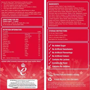 Natures Aid Super Stars Vitamins & Minerals Мультивітаміни для дітей 4-12 років для зміцнення імунної системи вишня