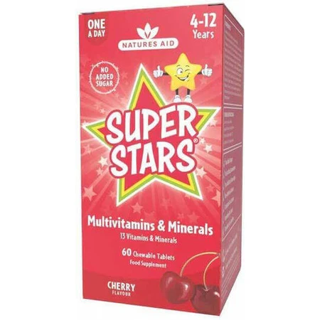 Natures Aid Super Stars Vitamins & Minerals Мультивітаміни для дітей 4-12 років для зміцнення імунної системи вишня: ціни та характеристики