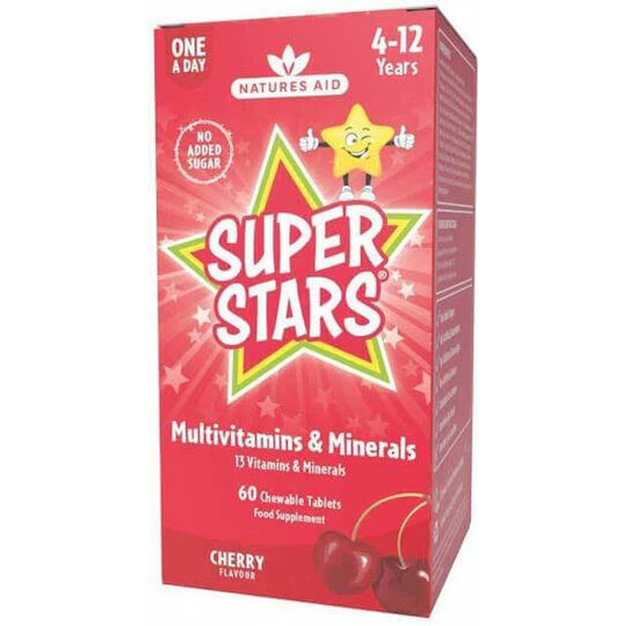 Natures Aid Super Stars Vitamins & Minerals Мультивітаміни для дітей 4-12 років для зміцнення імунної системи вишня: ціни та характеристики