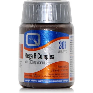 Quest Mega B Complex with 1000mg Vitamin C Витамин для энергии, поддержки иммунной и нервной системы 1000mg 30 Tablets