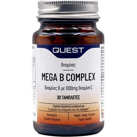 Quest Mega B Complex with 1000mg Vitamin C Витамин для энергии, поддержки иммунной и нервной системы 1000mg 30 Tablets: цены и характеристики