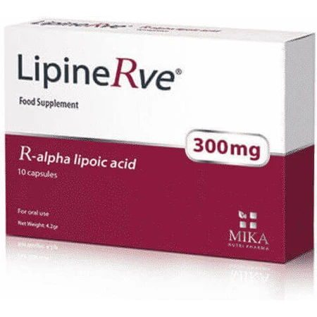 Mika Nutri Pharma LipineRve Альфа-ліпоєва кислота Альфа-ліпоєва кислота Спеціальна дієтична добавка 10 капс.: ціни та характеристики