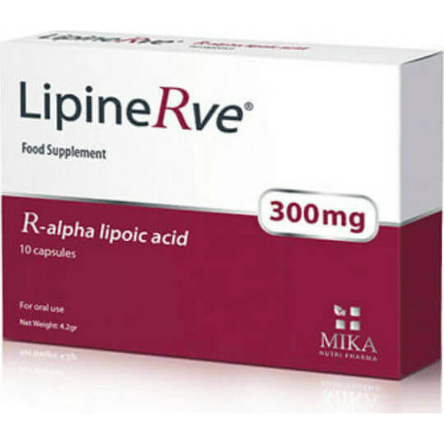 Mika Nutri Pharma LipineRve Альфа-ліпоєва кислота Альфа-ліпоєва кислота Спеціальна дієтична добавка 10 капс.: ціни та характеристики