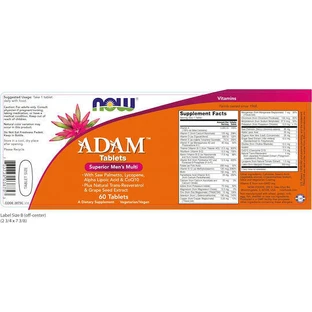 Now Foods Адам Адам Мультивітамін для енергії, зміцнення імунітету та волосся 10iu 125мг Виноград 60гр 60 таблеток