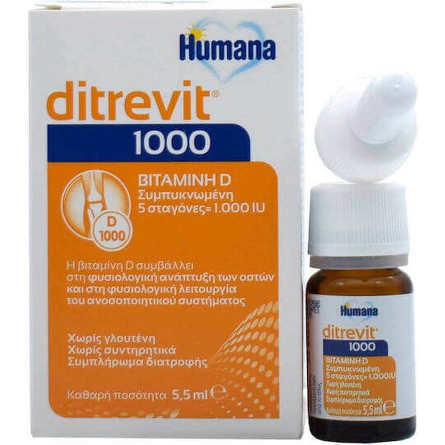 Humana Ditrevit Витамин для укрепления иммунной системы и здоровья птиц 1000iu 5,5 мл: цены и характеристики