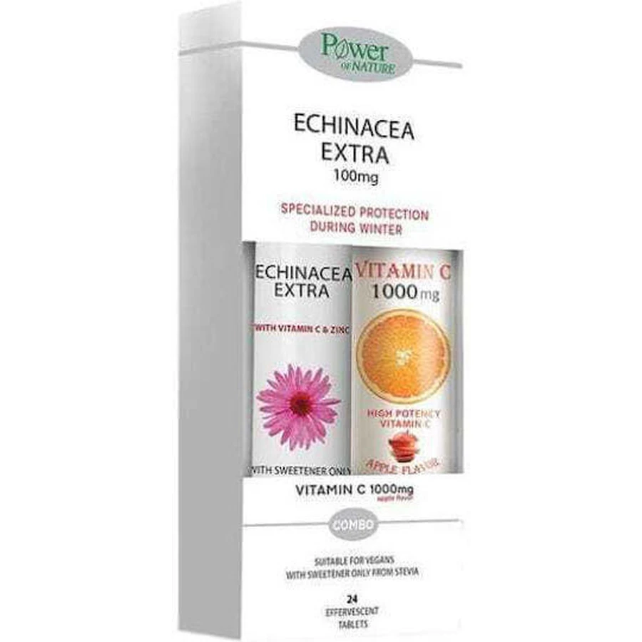 Power Of Nature Echinacea Extra Stevia + Vitamin C 500 mg Immune Boosting Supplement 48 tabs eff: цены и характеристики
