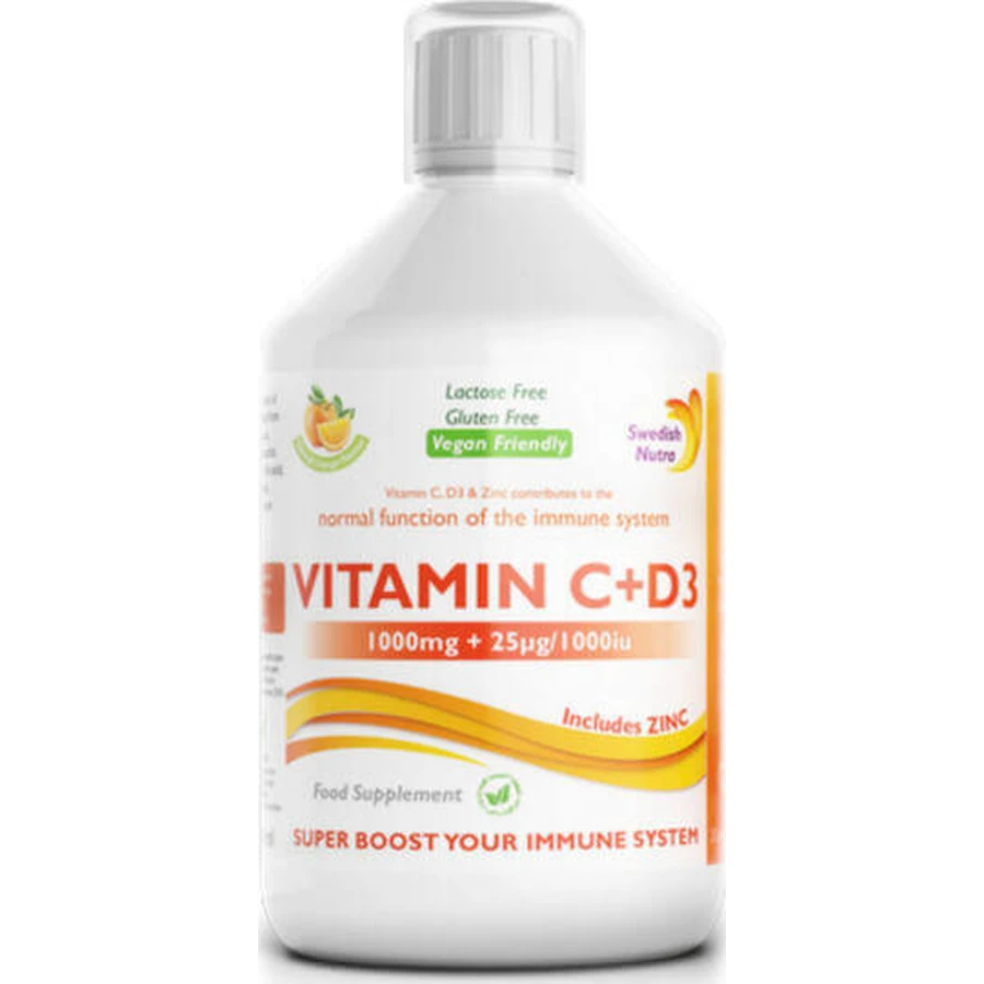 Шведський полівітамінний мультивітамінний комплекс Nutra Vitamin C для підтримки енергії та імунної системи 1000iu 1000мг апельсин 500мл: ціни та характеристики