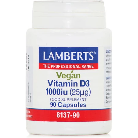 Lamberts Vegan Vitamin D3 Вітамін для зміцнення імунної системи та здоров'я яєць 1000iu 90 капс.: ціни та характеристики