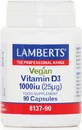 Lamberts Vegan Vitamin D3 Вітамін для зміцнення імунної системи та здоров'я яєць 1000iu 90 капс.