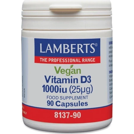 Lamberts Vegan Vitamin D3 Вітамін для зміцнення імунної системи та здоров'я яєць 1000iu 90 капс.: ціни та характеристики