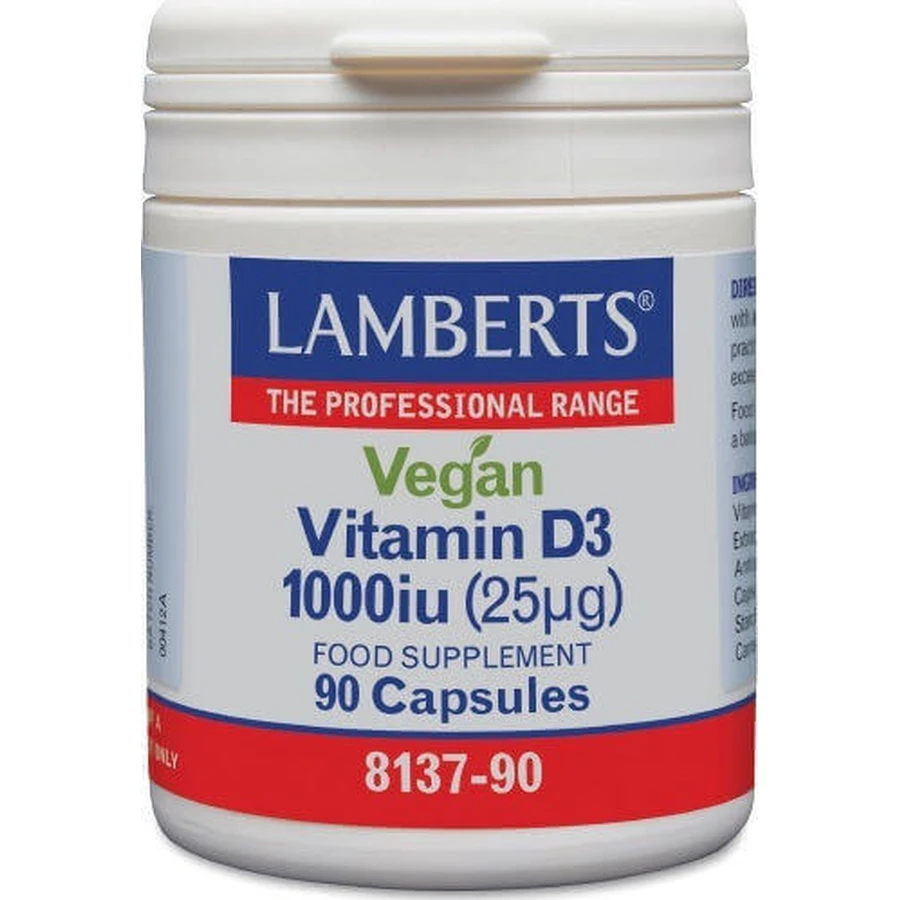 Lamberts Vegan Vitamin D3 Вітамін для зміцнення імунної системи та здоров'я яєць 1000iu 90 капс.: ціни та характеристики