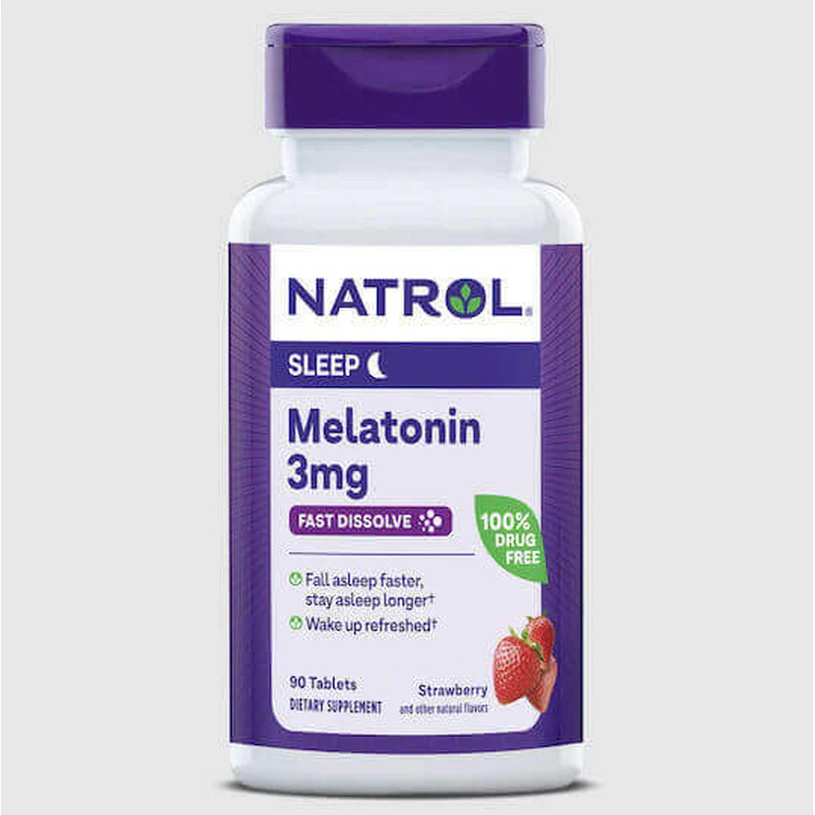 Natrol Мелатонін для швидкого розчинення сну 3 мг 90 таблеток полуниця: ціни та характеристики