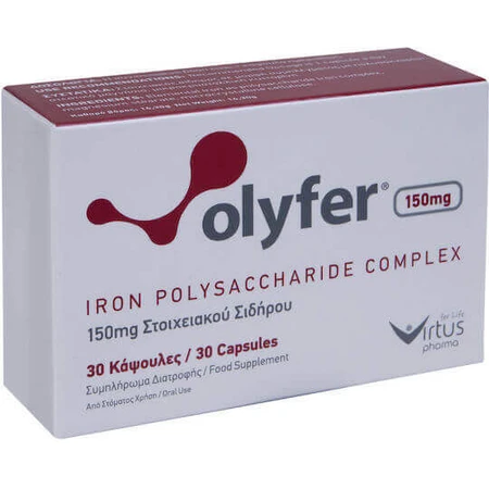 Virtus Pharma Olyfer Olyfer Комплекс полісахаридів заліза 150 мг 30 капсул: ціни та характеристики
