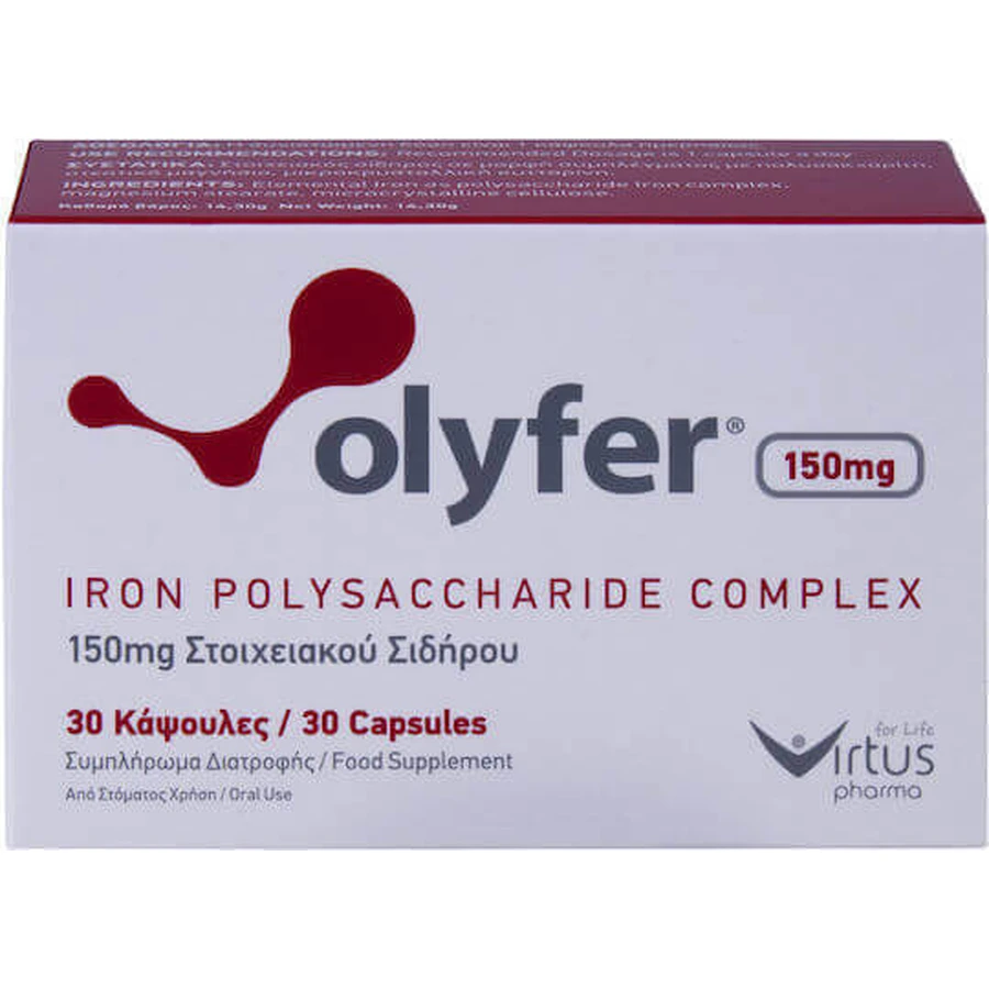 Virtus Pharma Olyfer Olyfer Комплекс полісахаридів заліза 150 мг 30 капсул: ціни та характеристики