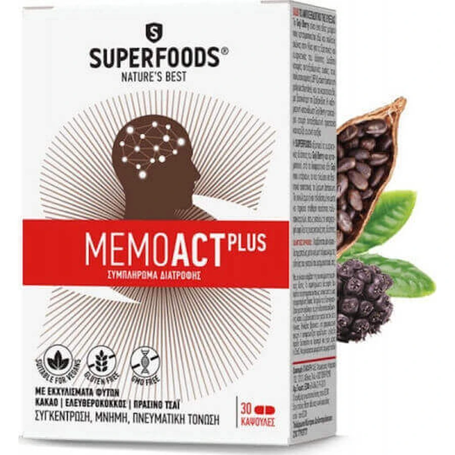 Superfoods MemoAct Plus Добавка для пам'яті 30 капс.: ціни та характеристики