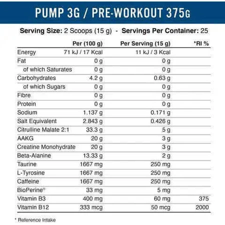 Applied Nutrition Pump 3G Предтреніровочная добавка перед тренуванням 375гр Фруктовий вибух: ціни та характеристики