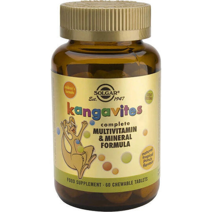 Solgar Kangavites Повна мультивітамінно-мінеральна формула Полівітамінний комплекс для зміцнення енергії та імунної системи Тропічний пунш 60 жувальних таблеток: ціни та характеристики