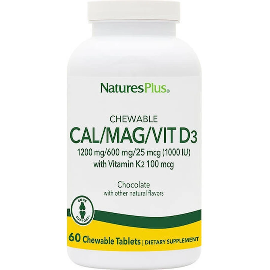 Nature's Plus Кальцій Магній Вітамін D3 з вітаміном К2 60 жувальних таблеток Шоколад: ціни та характеристики