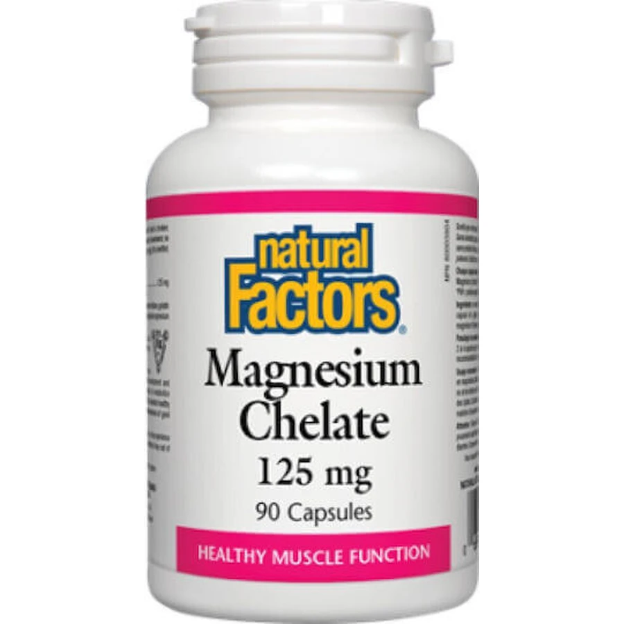 Natural Factors Chelated Magnesium 125mg 90 натуральных капсул: цены и характеристики