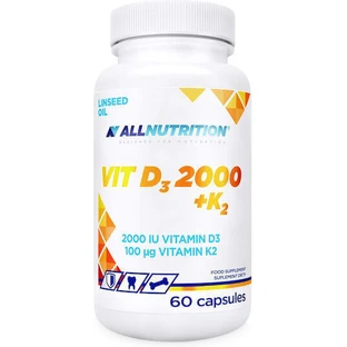 AllNutrition Vit D3 2000 + K2 Витамин для поддержки иммунитета и здоровья яиц 60 капс