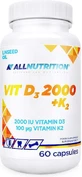 AllNutrition Vit D3 2000 + K2 вітамін для підтримки імунітету та здоров'я яєць 60 капс.