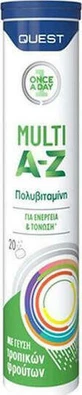 Quest Multi A-Z Vitamins Мультивитамины для энергии Тропические фрукты 20 таблеток eff