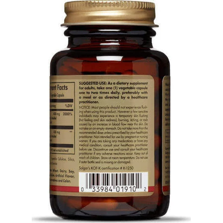 Solgar No-Flush Niacin 500mg Пищевая добавка Special 50 растительных капсул: цены и характеристики