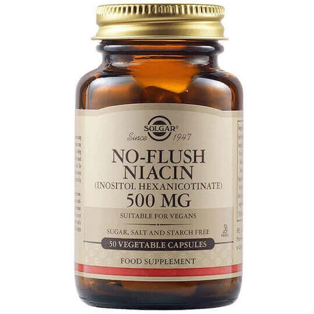 Solgar No-Flush Niacin 500mg Пищевая добавка Special 50 растительных капсул: цены и характеристики