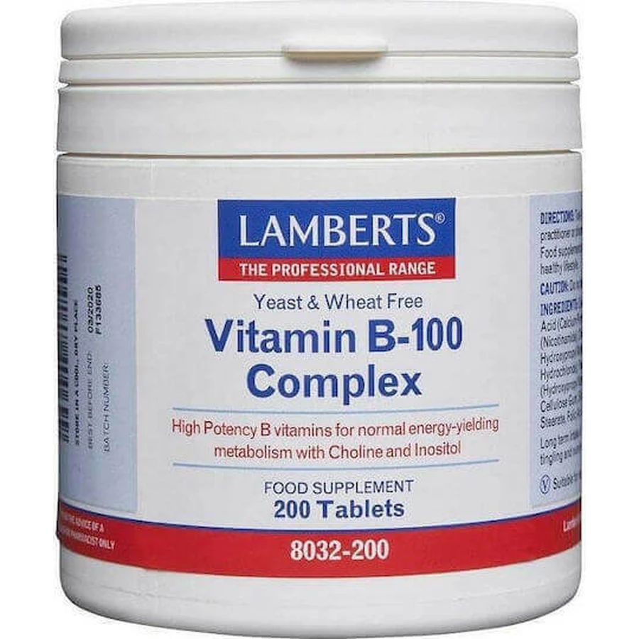 Lamberts Vitamin B-100 Вітамінний комплекс для зміцнення енергії, імунітету та нервової системи 200 таблеток: ціни та характеристики