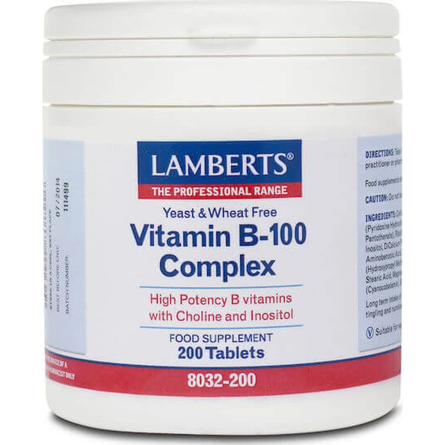 Lamberts Vitamin B-100 Вітамінний комплекс для зміцнення енергії, імунітету та нервової системи 200 таблеток: ціни та характеристики