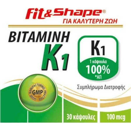 Fit & Shape Vitamin K1 Яєчний вітамін для здоров'я 100 мг 30 капс.: ціни та характеристики