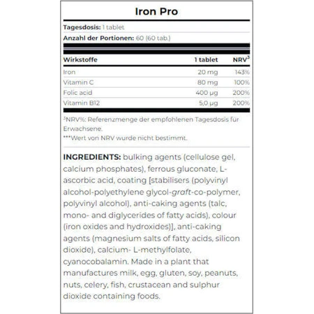 Scitec Nutrition Iron Pro 60 таблеток: ціни та характеристики