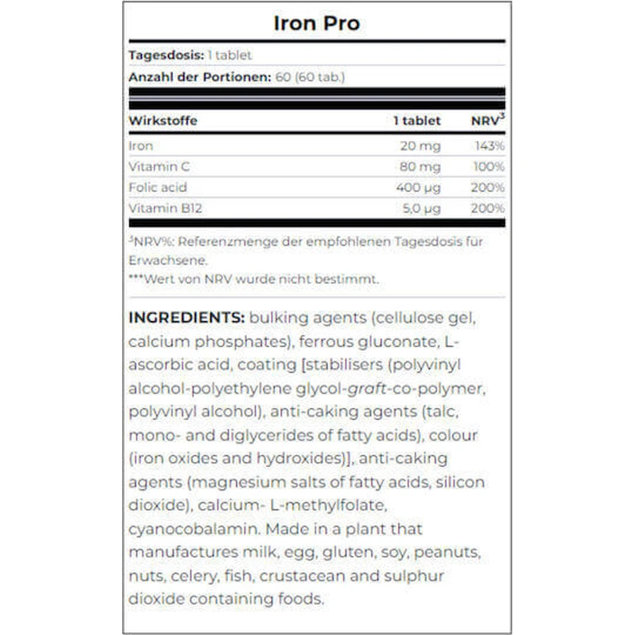 Scitec Nutrition Iron Pro 60 таблеток: ціни та характеристики