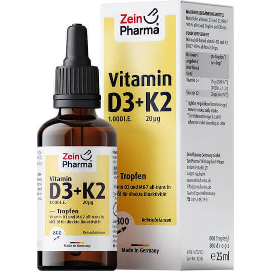 Zein Pharma Вітамін D3 та K2 для зміцнення імунної системи та здоров'я яєць 25мл: ціни та характеристики
