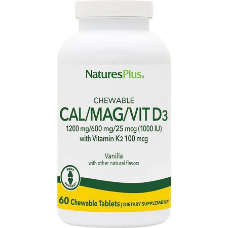 Nature's Plus Кісткова підтримка жувальні таблетки Кальцій Магній Vit D3 з вітаміном K2 60 зі смаком ванілі: ціни та характеристики