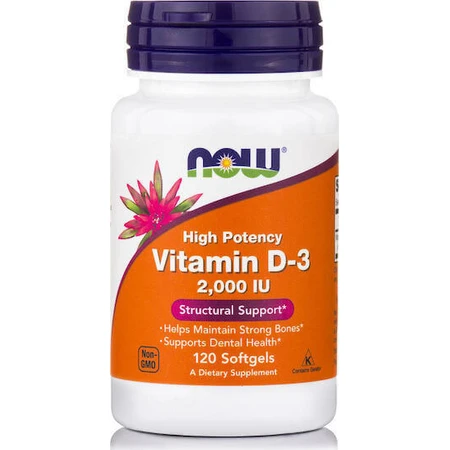 Now Foods Вітамін D-3 Вітамін для підтримки імунітету та здоров'я яєць 2000iu 120 м'яких гелів: ціни та характеристики