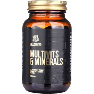 Grassberg Multivits & Minerals Мультивітаміни для зміцнення імунітету, волосся та шкіри 60 капс.