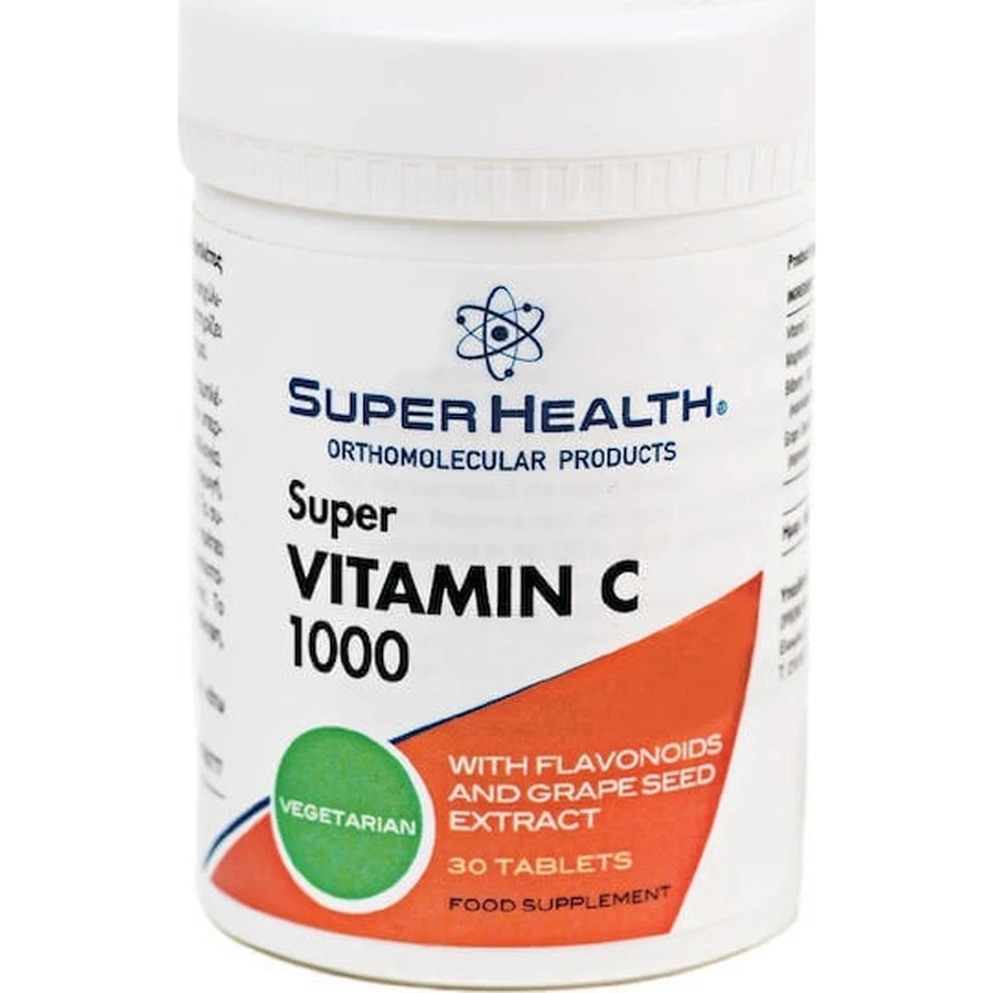 Super Health Vitamin C 1000 Вітамін для підтримки імунітету, шкіри та антиоксидантної дії 1000 мг 30 таблеток: ціни та характеристики