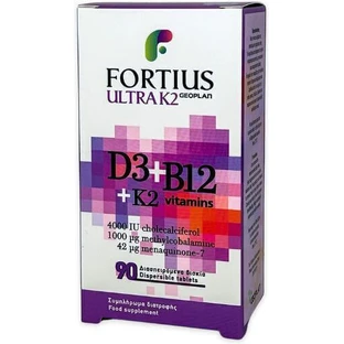 Geoplan Nutraceuticals Fortius Ultra K2 + D3 + B12 Витамин для здоровья яиц 90 сублингвальных таблеток
