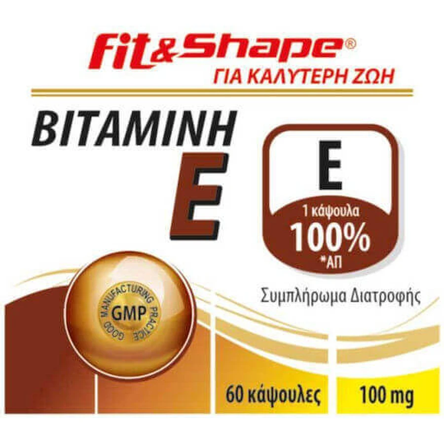 Fit & Shape Вітамін Е Вітамін для шкіри та антиоксидантної дії 100 мг 60 капс.: ціни та характеристики